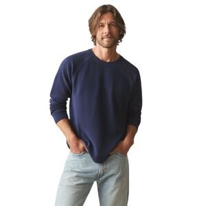 American Giant Shirt Mens Large Blue French Rib Crew Knit Long Sleeve Raglan NEW